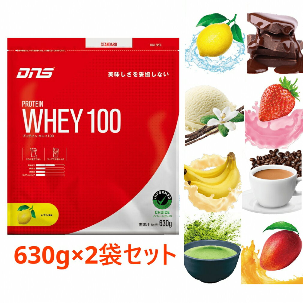 抽選で最大100％Pバック【9/4〜9/11】 ディーエヌエス プロテインホエイ100 630g 味が選べる 2袋セット ホエイプロテイン 630g×2袋 2個 まとめ買い DNS