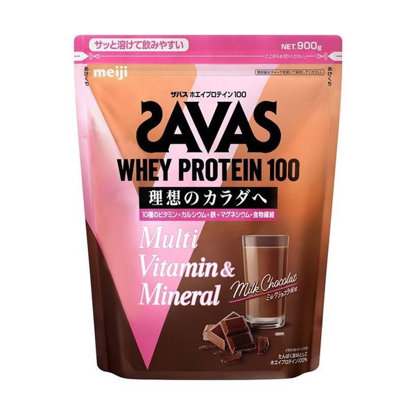 【最大500円OFF★24日19:59迄】明治 ザバス ホエイプロテイン100 ミルクショコラ風味 900g 大袋 マルチビタミン ＆ ミネラル meiji プロテイン ホエイプロテイン トレーニング 筋トレ ダイエット 溶けやすい