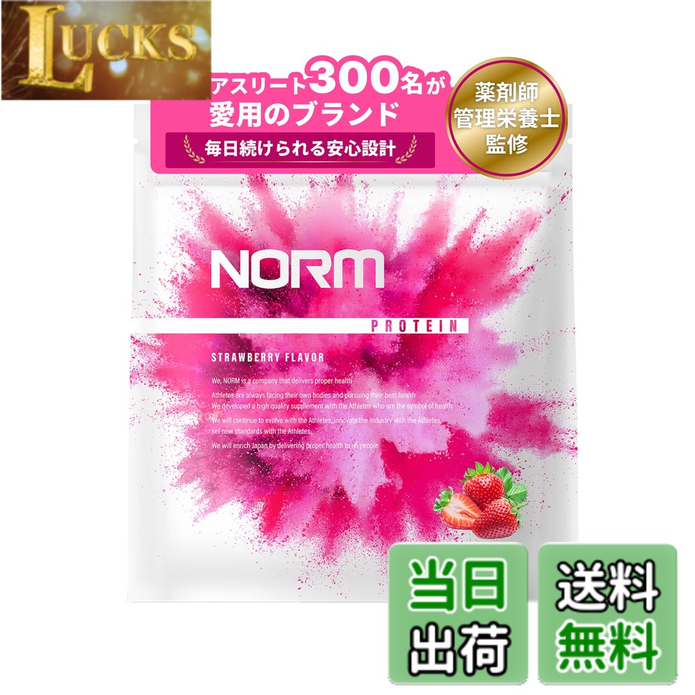 【送料無料】NORM ノーム ホエイ プロテイン 人工甘味料不使用 ストロベリー 1kg 300名以上のトップアスリート愛用 WPC WHEY PROTEIN ホエイプロテイン 国内製造