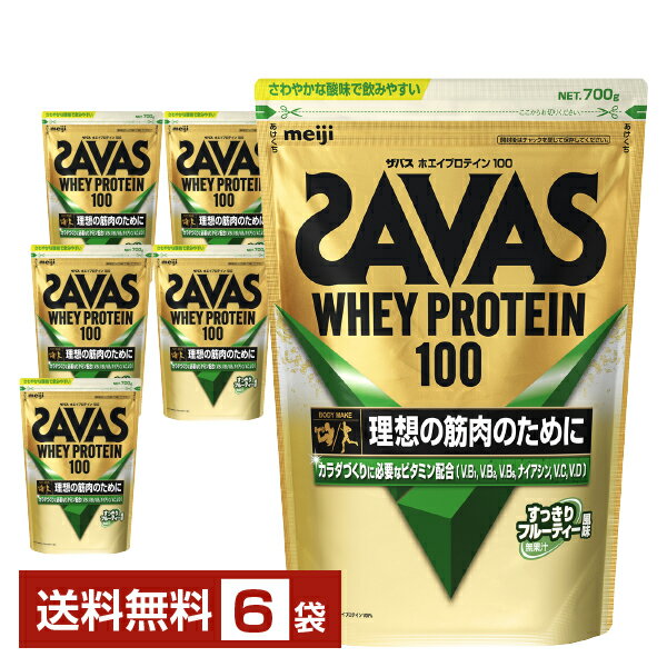 明治 ザバス ホエイプロテイン100 すっきりフルーティー風味 700g×6袋【送料無料（一部地域除く）】 プロテイン SAVAS Built & Powered protein