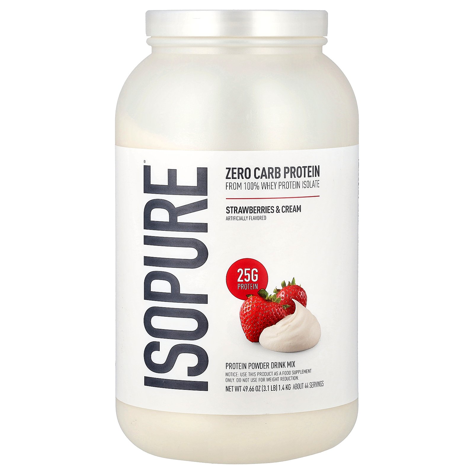 Isopure ゼロカーボ プロテインパウダー 【 iHerb アイハーブ 公式 】 アイソピュア ホエイ プロテイン アイソレート タンパク質 BCAA グルタミン 炭水化物ゼロ パウダー 粉末 ストロベリー & クリーム味 1.36kg