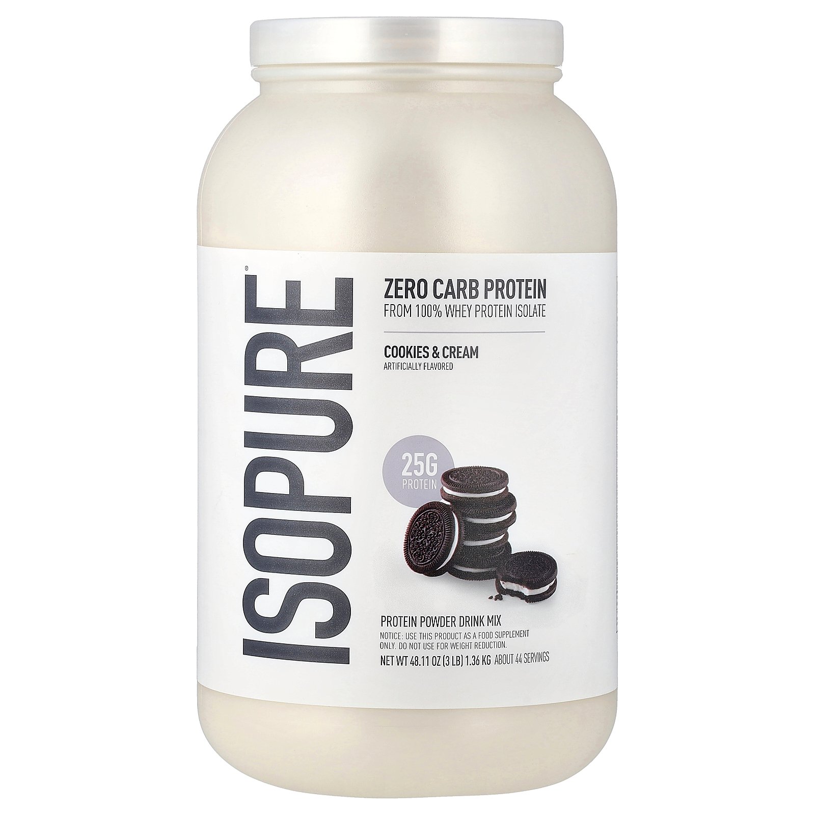 【15%OFFクーポン★6/20 20:00~6/26 01:59】Isopure ゼロカーボ プロテインパウダー 【 iHerb アイハーブ 公式 】 アイソピュア ホエイ プロテイン アイソレート タンパク質 BCAA グルタミン 炭水化物ゼロ パウダー 粉末 クッキー & クリーム味 1.36kg