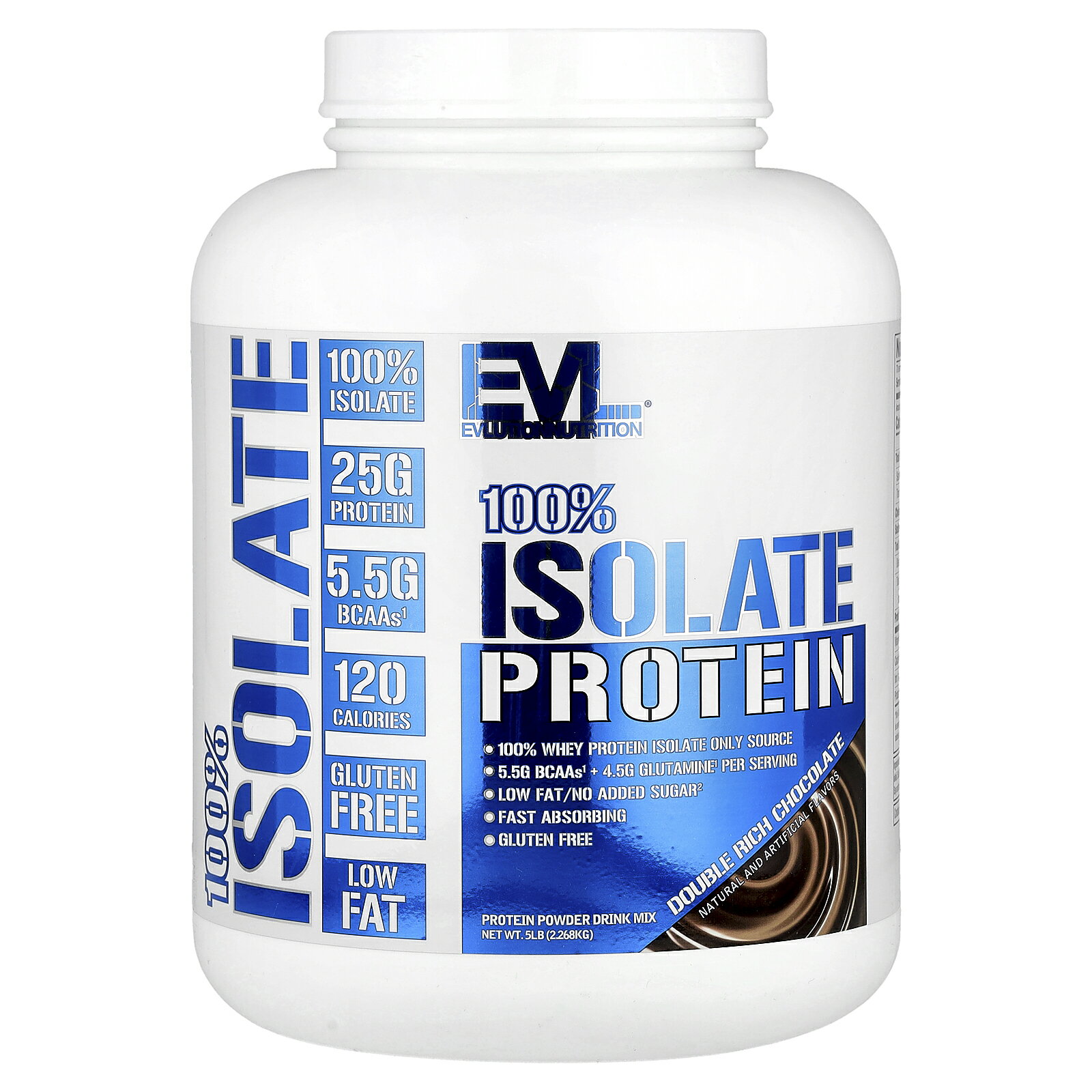 【15%OFFクーポン★6/20 20:00~6/26 01:59】EVLution Nutrition 100% アイソレート プロテイン 【 iHerb アイハーブ 公式 】 エボリューションニュートリション ホエイ タンパク質 グルタミン BCAA アミノ酸 パウダー 粉末 ダブルリッチチョコレート 2.268kg