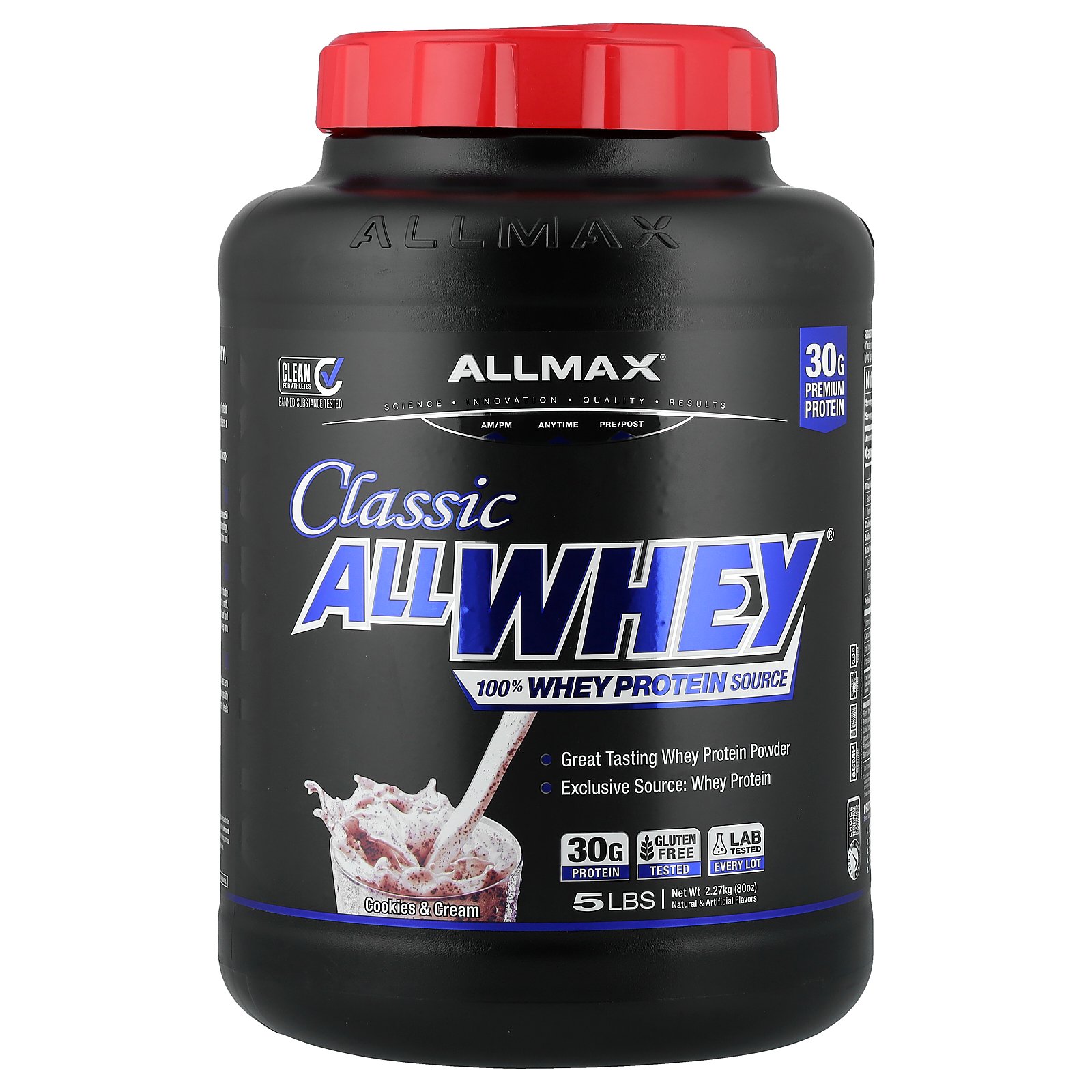 【15%OFFクーポン★6/20 20:00~6/26 01:59】ALLMAX クラシック オールホエイ 【 iHerb アイハーブ 公式 】 オールマックス 100% ホエイ プロテイン タンパク質 アイソレート コンセントレート AllWhey パウダー 粉末 クッキー&クリーム 2.27kg