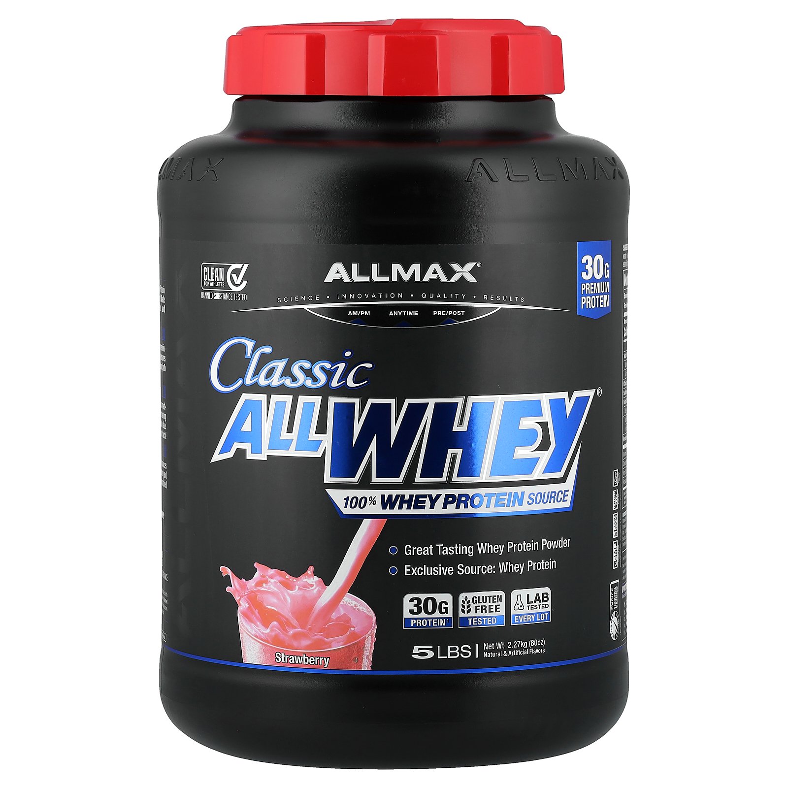 ALLMAX クラシック オールホエイ 【 iHerb アイハーブ 公式 】 オールマックス 100% ホエイ プロテイン タンパク質 アイソレート コンセントレート AllWhey パウダー 粉末 ストロベリー 2.27kg
