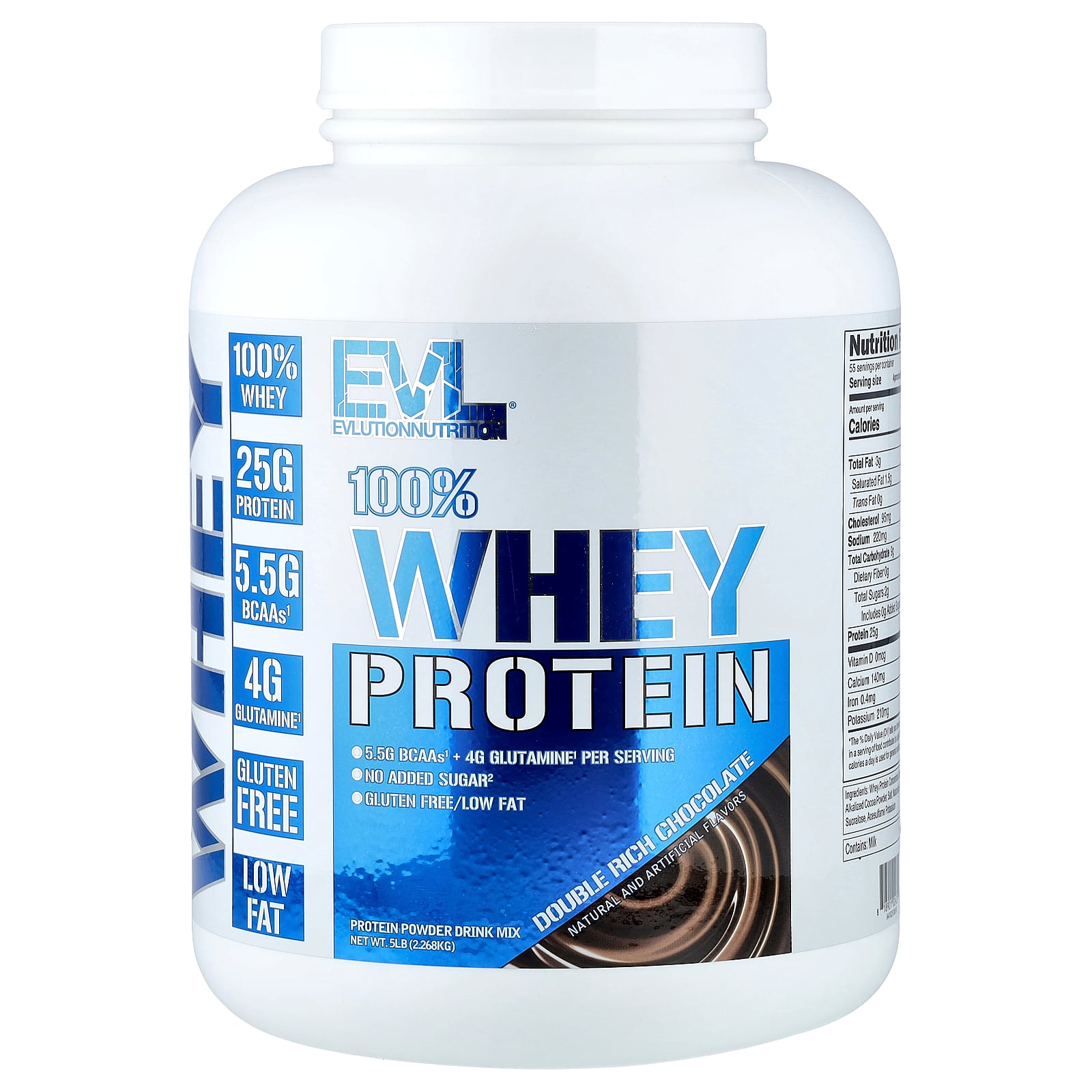EVLution Nutrition 100% ホエイ プロテイン 【 iHerb アイハーブ 公式 】 エボリューションニュートリション タンパク質 BCAA グルタミン アミノ酸 パウダー 粉末 ダブルリッチチョコレート 2.268kg
