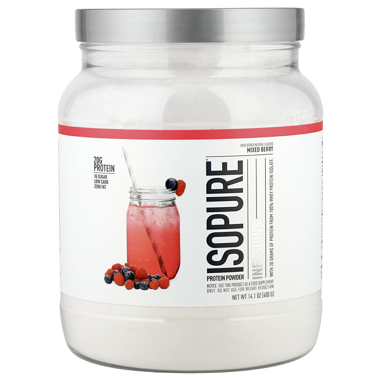 【15%OFFクーポン★6/20 20:00~6/26 01:59】Isopure インフュージョン プロテインパウダー 【 iHerb アイハーブ 公式 】 アイソピュア ホエイ プロテイン アイソレート タンパク質 BCAA 脂質ゼロ 無糖 パウダー 粉末 ミックスベリー味 400g