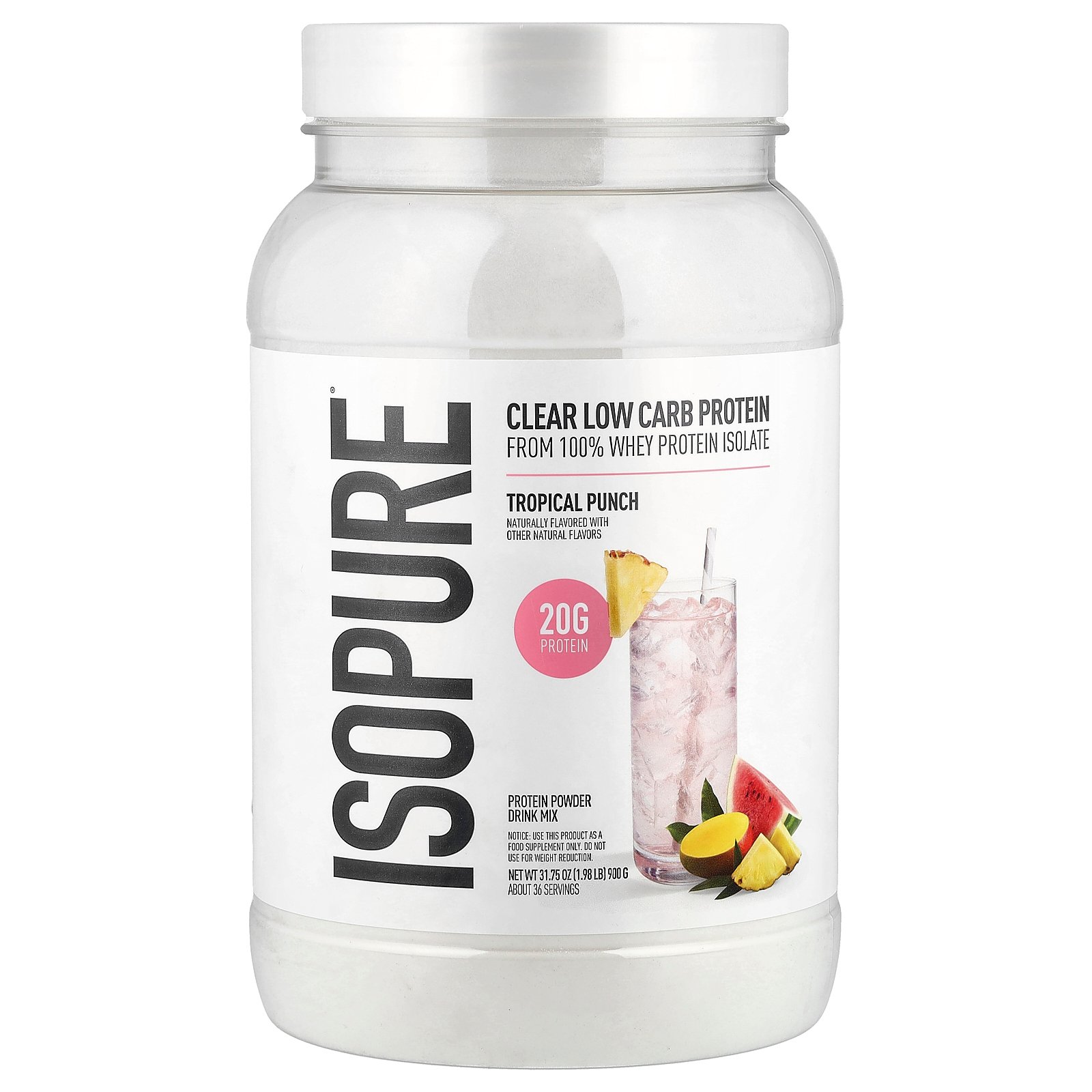 【15%OFFクーポン★6/20 20:00~6/26 01:59】Isopure インフュージョン プロテインパウダー 【 iHerb アイハーブ 公式 】 アイソピュア ホエイ プロテイン アイソレート タンパク質 BCAA 脂質ゼロ 無糖 パウダー 粉末 トロピカルパンチ味 900g