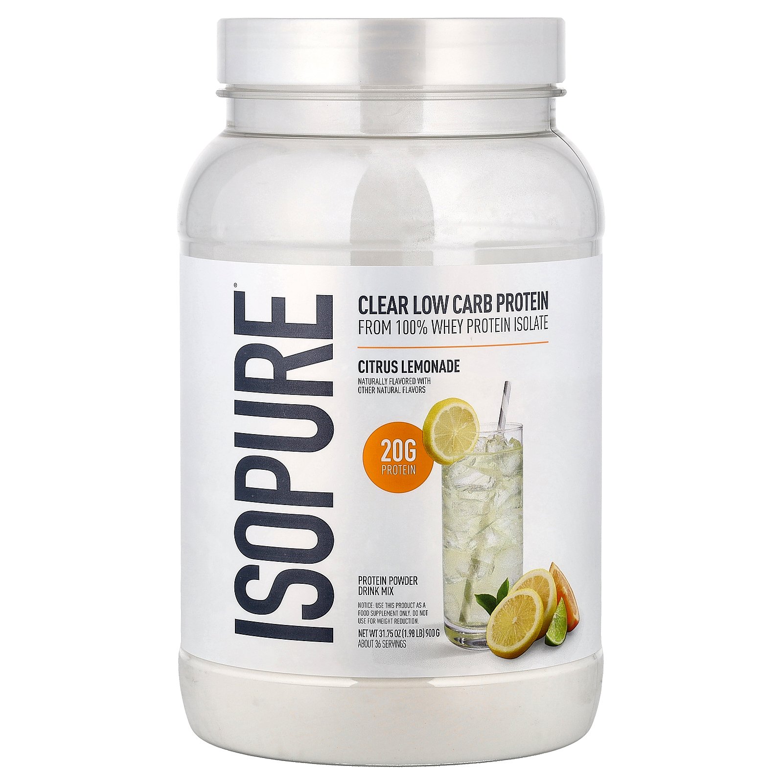 【15%OFFクーポン★6/20 20:00~6/26 01:59】Isopure インフュージョン プロテインパウダー 【 iHerb アイハーブ 公式 】 アイソピュア ホエイ プロテイン アイソレート タンパク質 BCAA 脂質ゼロ 無糖 パウダー 粉末 シトラスレモネード味 900g