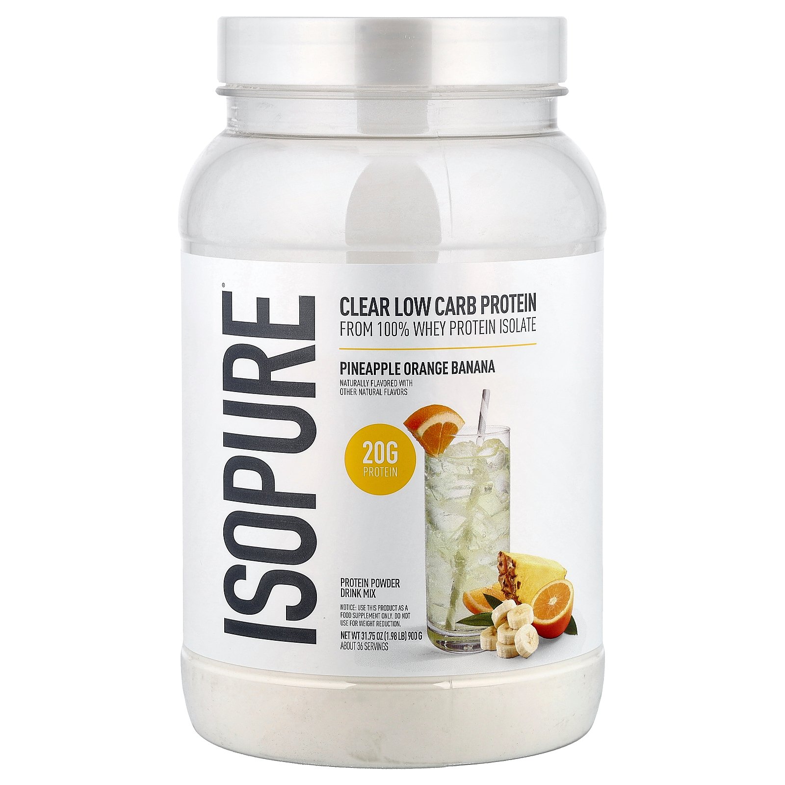 【15%OFFクーポン★6/20 20:00~6/26 01:59】Isopure インフュージョン プロテインパウダー 【 iHerb アイハーブ 公式 】 アイソピュア ホエイ プロテイン アイソレート タンパク質 BCAA 脂質ゼロ 無糖 パウダー 粉末 パイナップル オレンジ バナナ味 900g