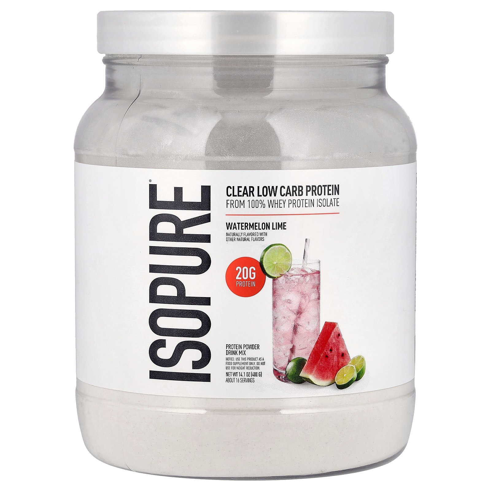【15%OFFクーポン★6/20 20:00~6/26 01:59】Isopure インフュージョン プロテインパウダー 【 iHerb アイハーブ 公式 】 アイソピュア ホエイ プロテイン アイソレート タンパク質 BCAA 脂質ゼロ 無糖 パウダー 粉末 ウォーターメロン ライム味 400g