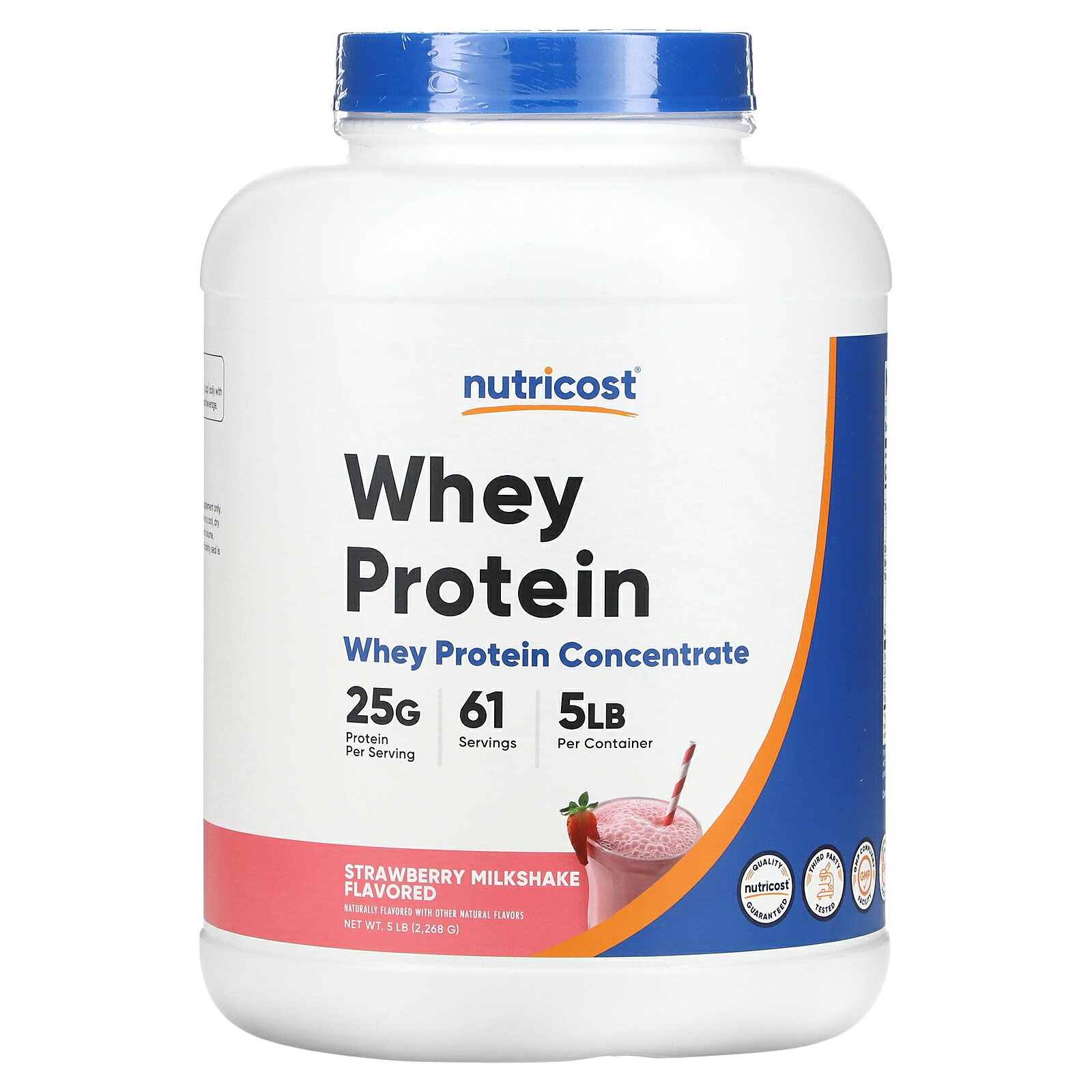 Nutricost ホエイプロテイン コンセントレート 【 iHerb アイハーブ 公式 】 ニュートリコスト ホエイ プロテイン タンパク質 たんぱく質 濃縮物 パウダー 粉末 ストロベリーミルクシェイク味 2,268g