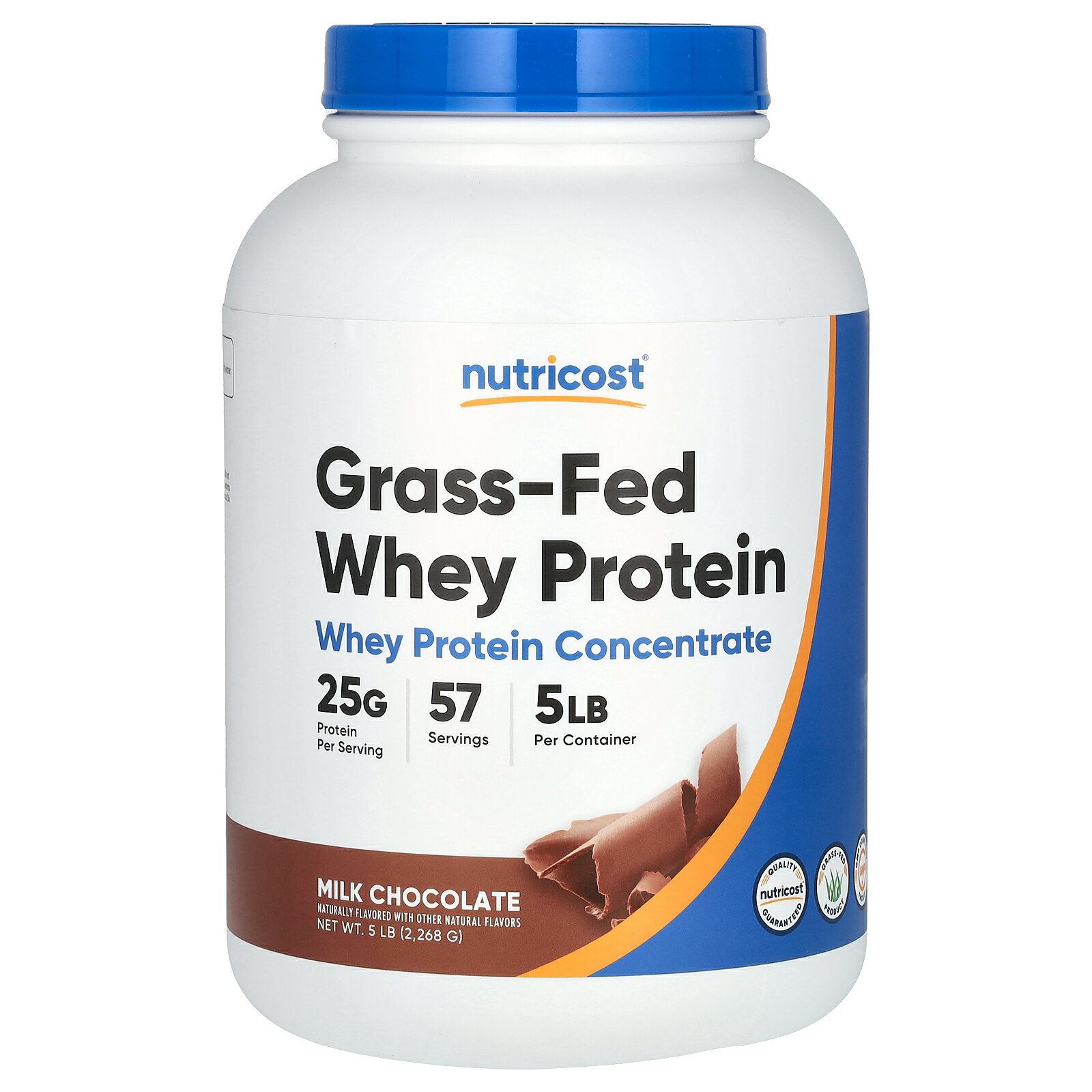 Nutricost グラスフェッド ホエイプロテイン コンセントレート 【 iHerb アイハーブ 公式 】 ニュートリコスト ホエイ プロテイン タンパク質 たんぱく質 濃縮物 牧草飼育 パウダー ミルクチョコレート味 2,268g