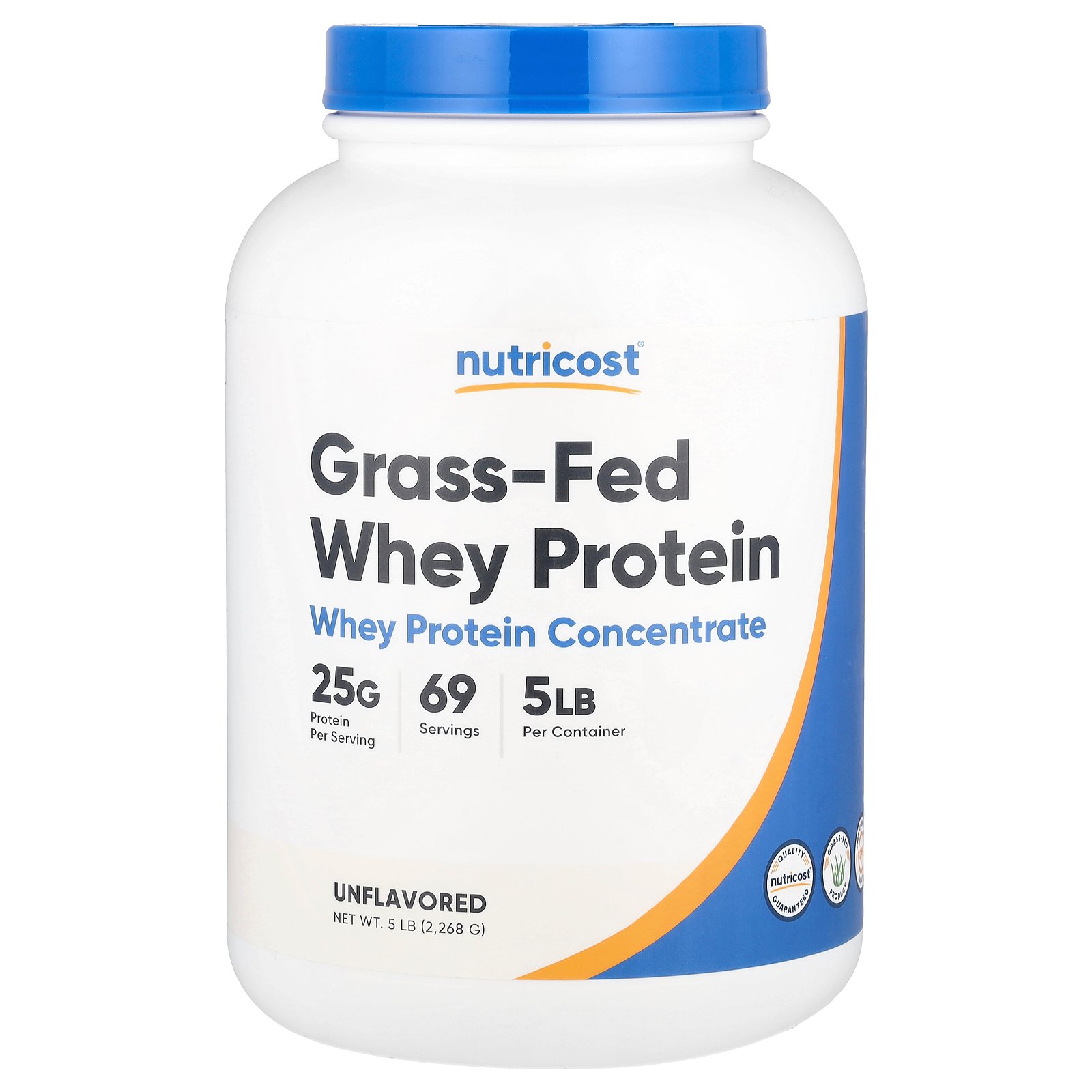 Nutricost グラスフェッド ホエイプロテイン コンセントレート 【 iHerb アイハーブ 公式 】 ニュートリコスト ホエイ プロテイン タンパク質 たんぱく質 濃縮物 牧草飼育 パウダー 粉末 プレーン 無香料 2,268g