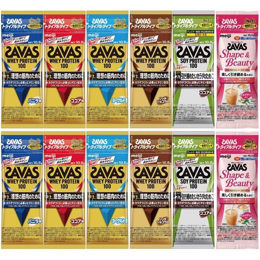 明治 ザバス SAVAS プロテイン 100 トライアルタイプ 10.5G 6種12袋 セット 飲み比べ
