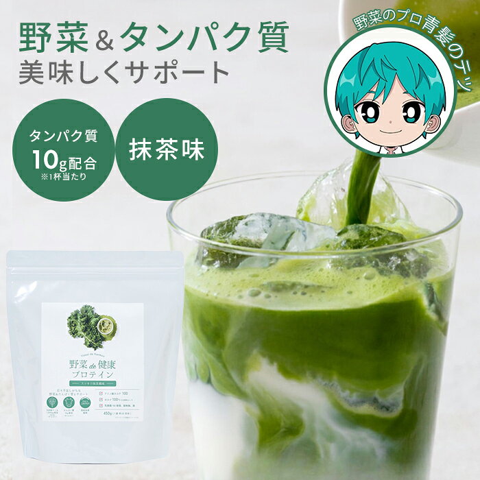 野菜de健康プロテイン 抹茶 野菜で健康 プロテイン タンパク質 たんぱく質 野菜 国産ケール 栄養 ダイエット サポート 健康食品 青汁 食物繊維 鉄分 栄養補給 飲みやすい 【ポイント3倍】【0916】【メール便送料無料】【DM】【海外×】