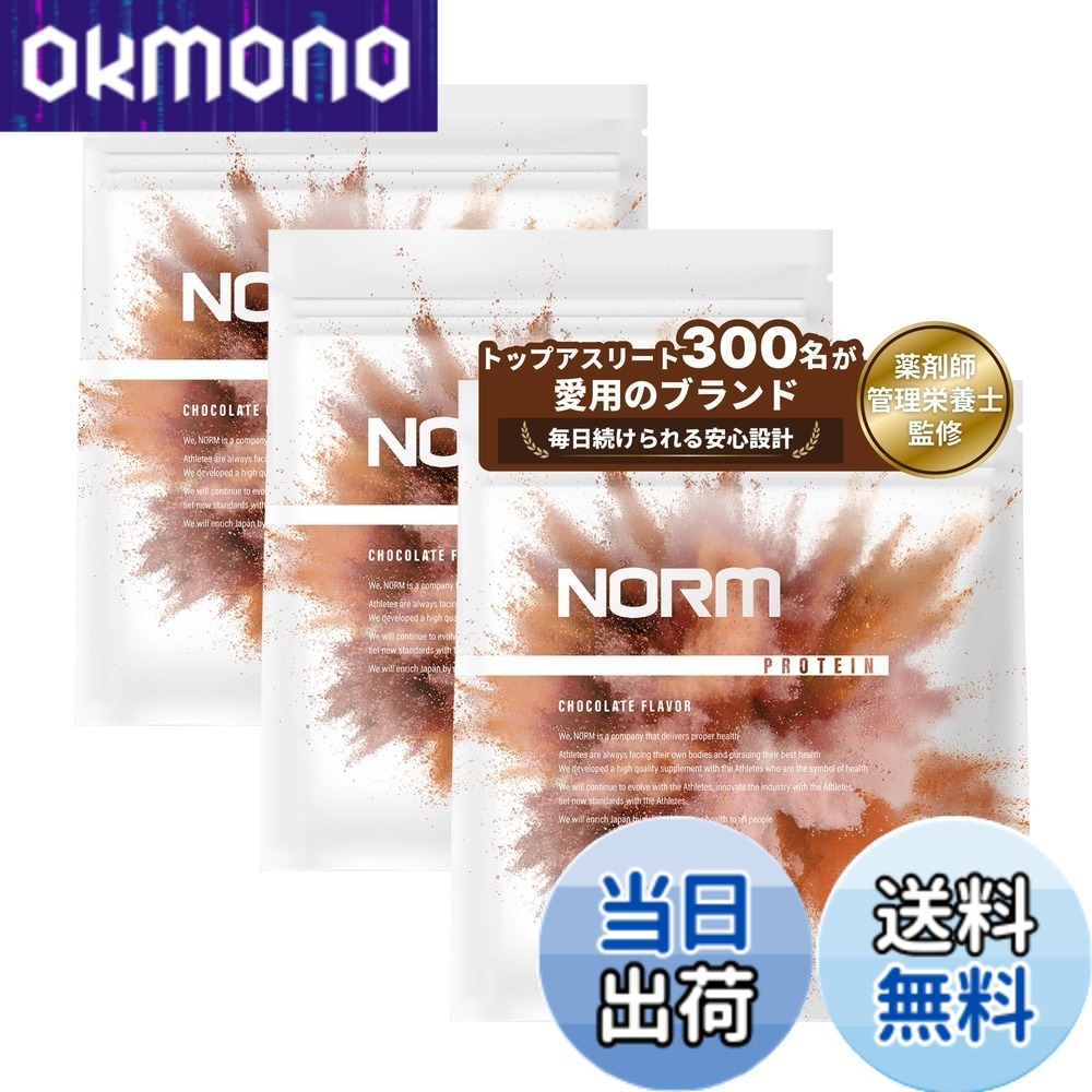 【9月1日ー9月15日まで100円オフ】【送料無料】NORM ノーム ホエイ プロテイン 人工甘味料不使用 チョコレート 3kg 300名以上のトップアスリート愛用 WPC WHEY PROTEIN ホエイプロテイン 国内製造