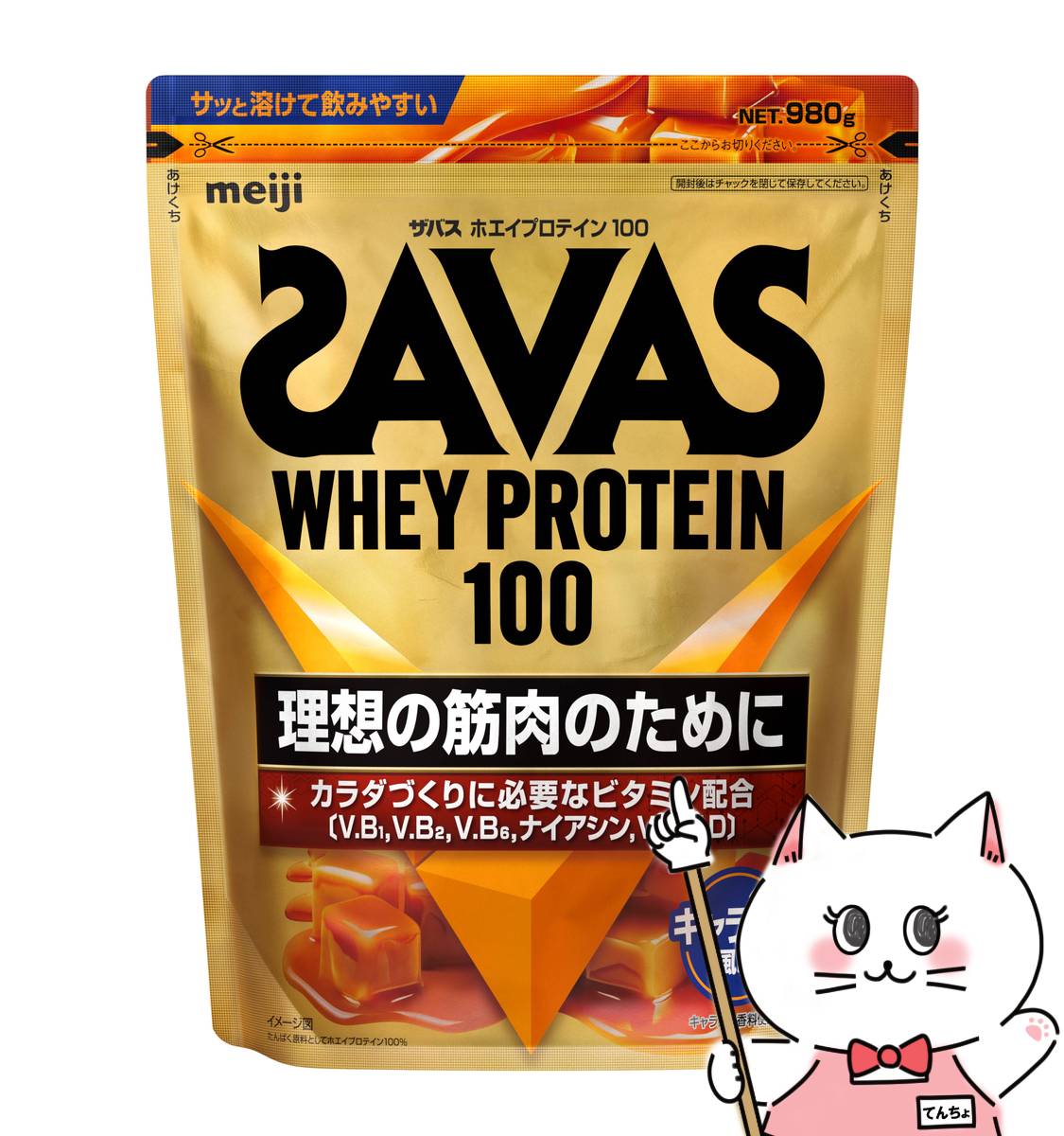 【最大1000円OFFクーポン】明治 ザバスSAVAS ホエイプロテイン100 キャラメル風味 980g 【宅配便送料無料】 (6064377)