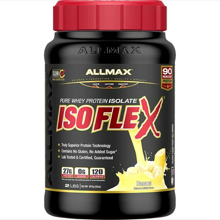 【P10倍★9/1-11 9時】オールマックス アイソフレックス プロテイン バナナ味 908g ALLMAX ISOFLEX Protein 2lbBanana 【お取り寄せ商品】