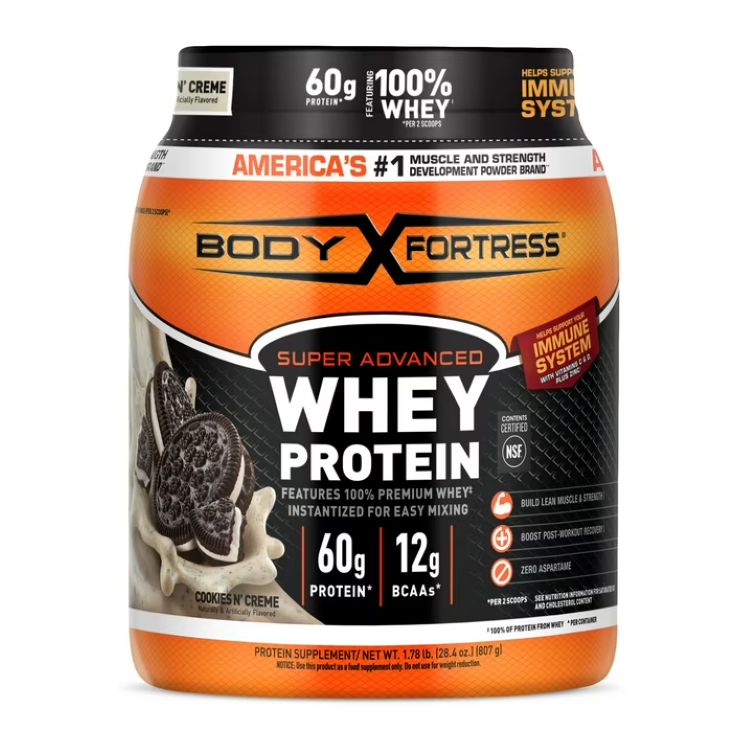 ボディフォートレス スーパーアドバンスド 100％ プレミアム ホエイプロテインパウダー クッキー＆クリーム味 Body Fortress Super Advanced 100% Premium Whey Protein Powder, Cookies N' Creme 【お取り寄せ商品】