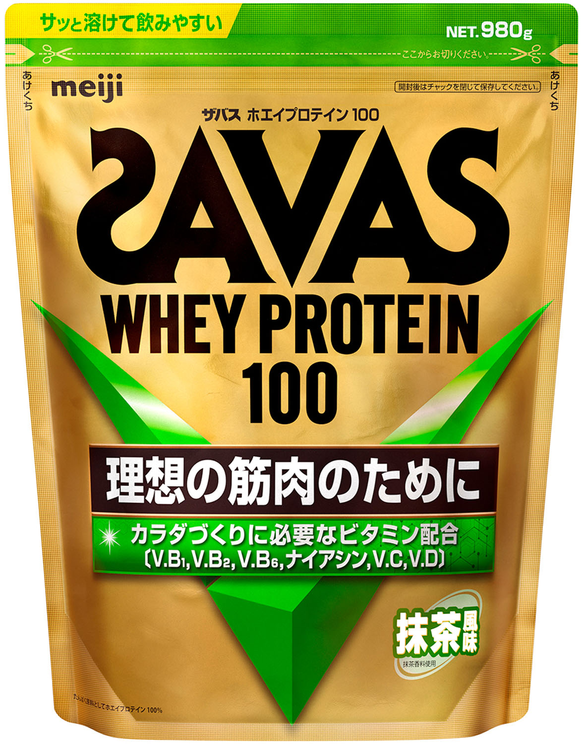 【セール期間中 店内全品P最大15倍！】 ザバス SAVAS ザバス ホエイプロテイン100 抹茶風味 980g トレーニング ジム ビタミン 計量スプーン付 たんぱく質補給 朝食時 間食時 運動後 就寝前 筋肉 粉末 2635100
