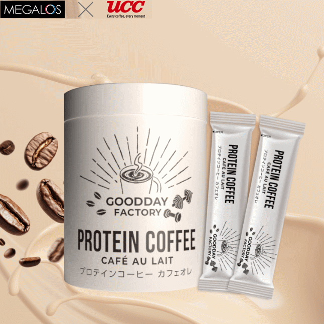 メガロスプロテインコーヒー カフェオレ（25包入り）インスタントコーヒー たんぱく質補給 サプリ GOODDAY FACTORY UCCコーヒー鑑定士慣習 PB2010【IMZ】