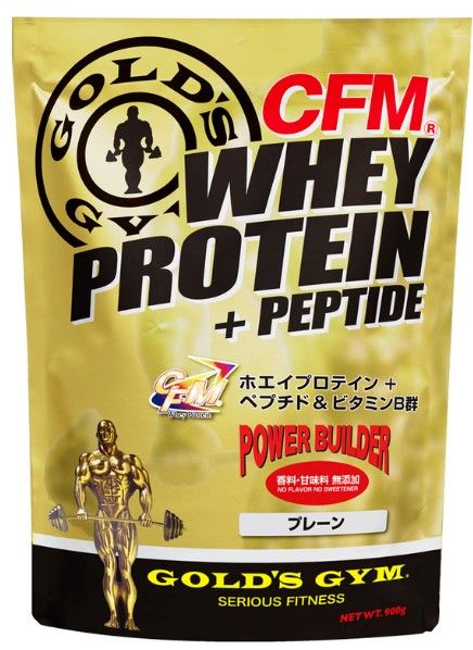 ゴールドジム (GOLD'S GYM) CFMホエイプロテイン+ホエイペプチド&amp;ビタミンB プレーン 900g サプリメント プロテイン F3400
