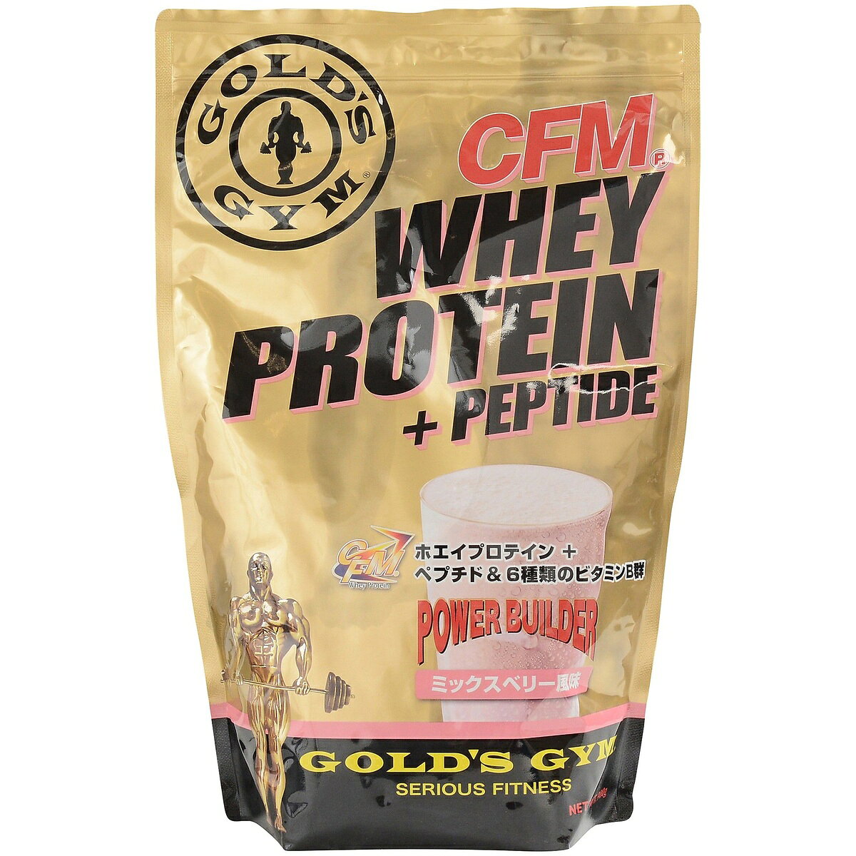 ゴールドジム (GOLD'S GYM) CFMホエイプロテイン+ホエイペプチド&amp;ビタミンB ミックスベリー風味 900g サプリメント プロテイン F3600 900G