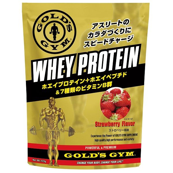 ゴールドジム (GOLD'S GYM) ホエイプロテイン+ホエイペプチドストロベリー風味720g サプリメント プロテイン F5672