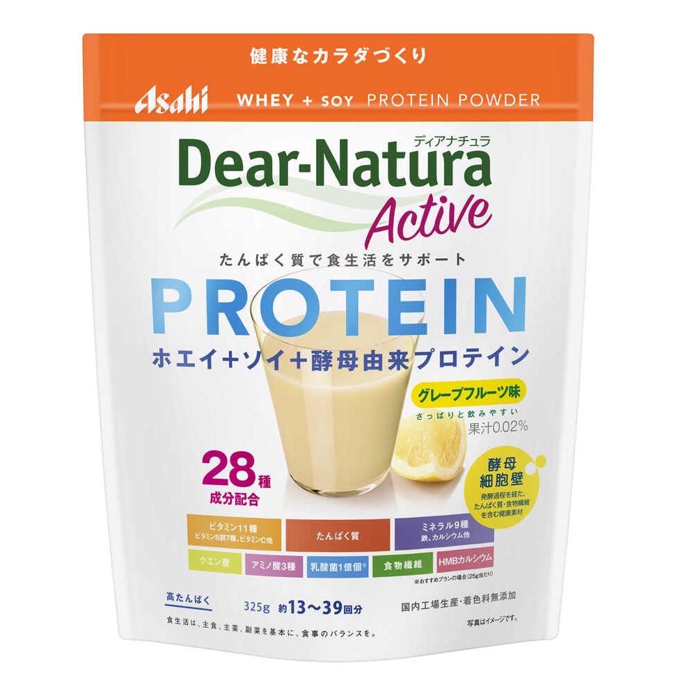 【ポイント10倍】◆アサヒ ディアナチュラ ホエイ＋ソイプロテイン グレープフルーツ味 325g