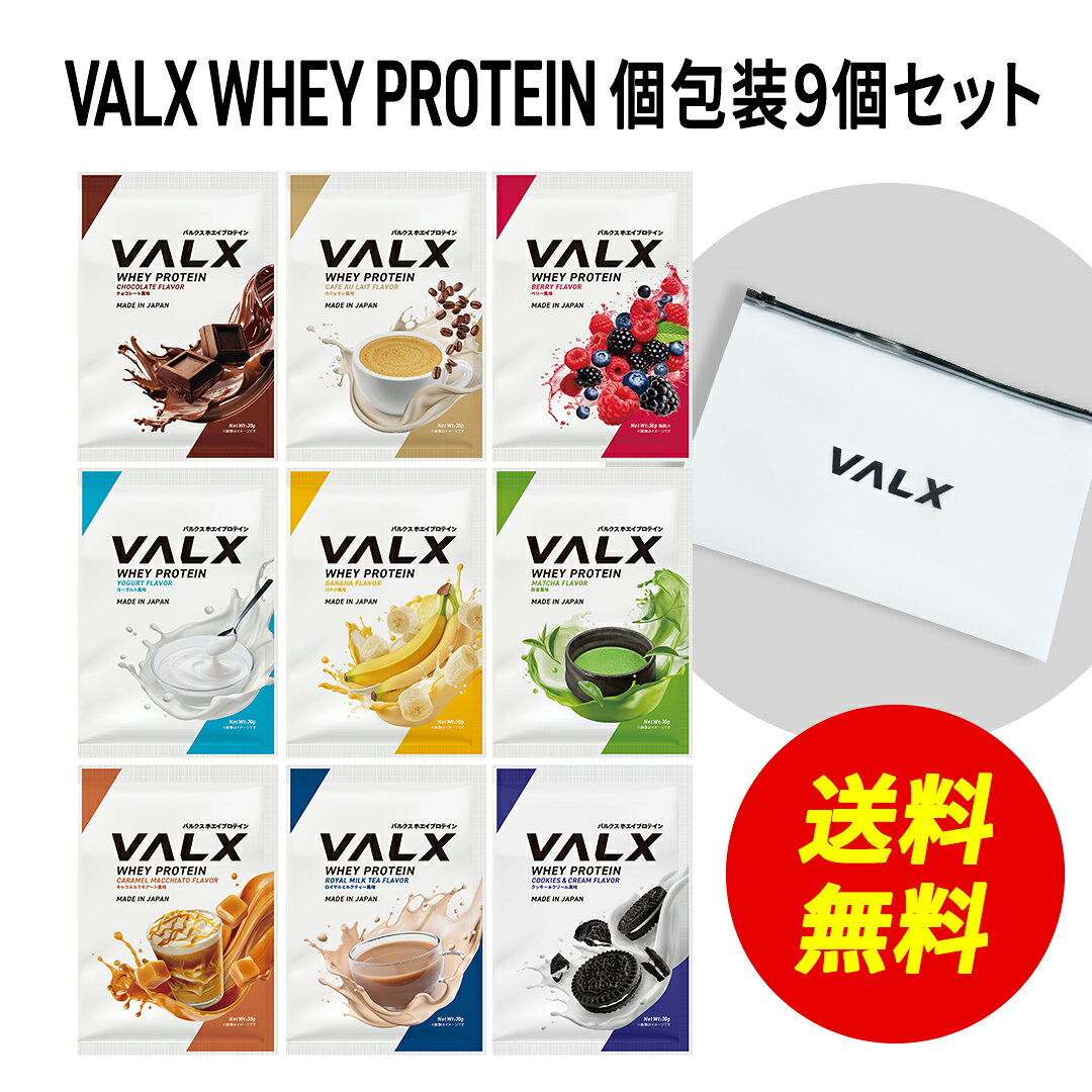 【送料無料 9/4 20:00-9/11 1:59】[LINE登録で1,000円OFF] VALX ホエイプロテイン コンプリートセット お試し 個包装 バナナ キャラメルマキアート ヨーグルト カフェオレ 抹茶 ロイヤルミルクティー チョコレート ベリー クッキー＆クリーム ケース付き WPC 山本義徳