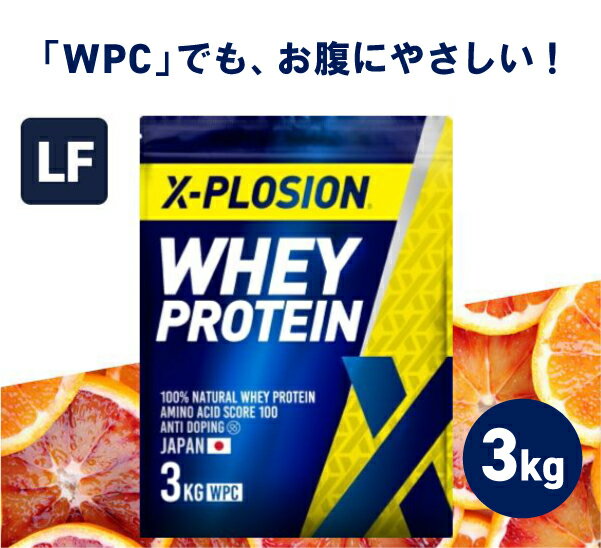 プロテイン ラクトースフリー WPC エクスプロージョン 3kg ブラッドオレンジ味 ホエイプロテイン 3キロ 乳糖99%カット アミノ酸 スコア100 最安値 大容量 筋肉 タンパク質 高たんぱく 運動 ダイエット 置き換え 味 おすすめ 男性 女性 子供