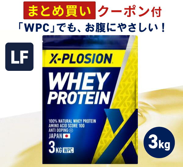 プロテイン ラクトースフリー WPC エクスプロージョン 3kg フルーツオレ味 ホエイプロテイン 3キロ 乳糖99%カット アミノ酸 スコア100 最安値 大容量 筋肉 タンパク質 高たんぱく 運動 ダイエット 置き換え 味 甘い あまい おすすめ 男性 女性 子供